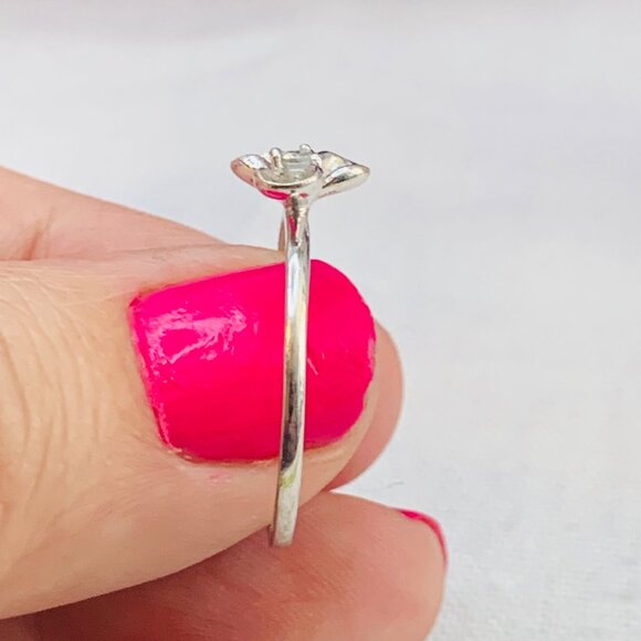 VTG Sterling Silver 925 Cubic Zirconia Flower Stackable Statement Ring Size 8.75 - Picture 4 of 11